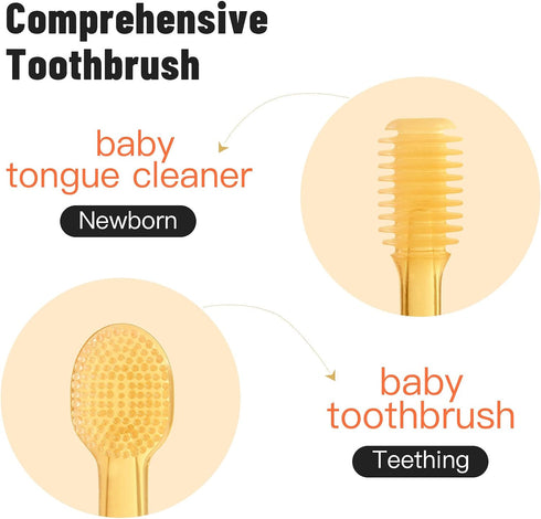 Baby Toothbrush, Silicone Baby Tongue Cleaner Newborn, Infant Toothbrush 0-6 months and 6 to 12 months, Baby First Toothbrush, Oral Cleaner, Baby ...