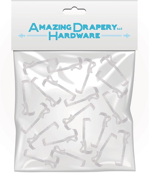 Amazing Drapery Hardware 2.5 Inch Clear Valance Clips for Top Blind Brands & Window Shades, 20-Pack - Sturdy Plastic Brackets, Ideal for Wood, Fau...