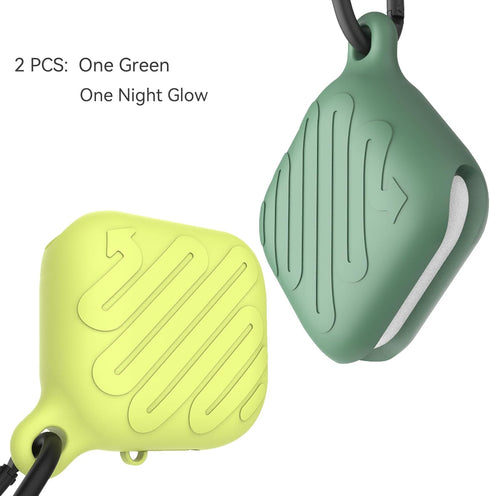 Waterproof Case for Airpods 3,Unibody Design,Soft Silicone Protective Case,Wireless Charging,LED Visible,with Keychain(Green&Night Glow)...