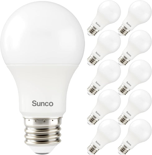 Sunco Lighting - 10 Pack 3W=40W A19 LED Light Bulbs CRI91 4000K Cool White, 250 Lumens, E26 Medium Base, Indoor Outdoor, Super Bright, Instant On,...