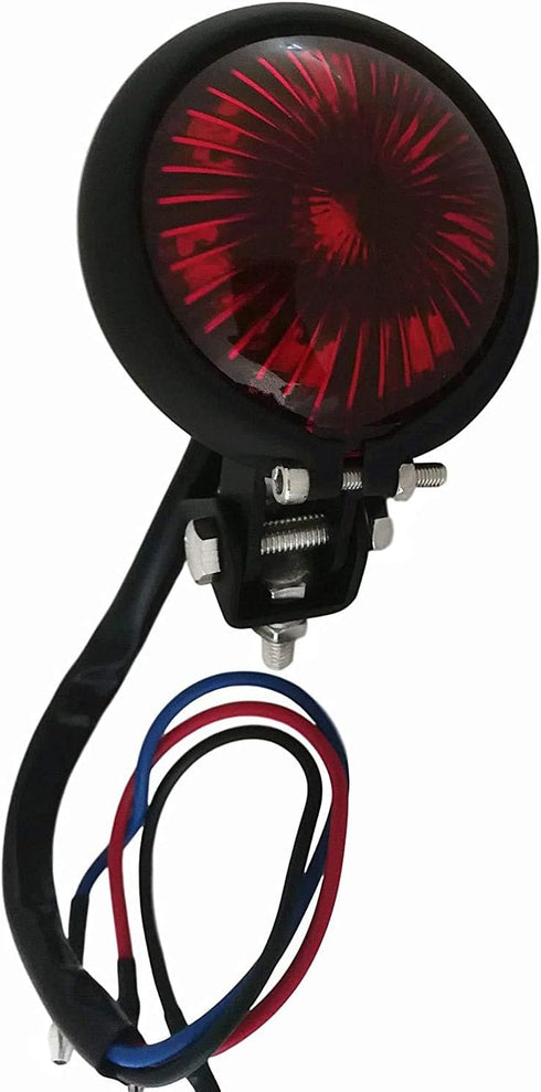 FATECIM Motorcycle Tail Rear Bates Style LED TaillIght Brake Light Stop Lamp For Harley Chopper Bobber Cafe Racer BIKE Black/Red...
