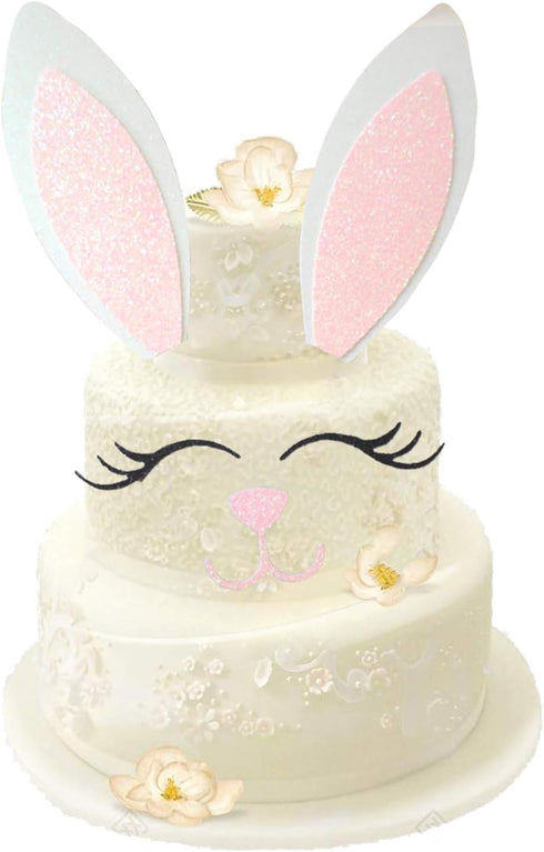 Easter Bunny Cake Topper with Eyelashes Easter Party Cake Decoration Supplies for Birthday Party, Wedding, Baby Shower, Spring Eater Party Decorat...