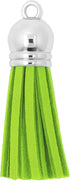 Mandala Crafts 100 Pcs Lime Green Faux Suede Tassels Bulk Keychain Making Supplies - Small Leather Tassels for Charms, Jewelry Making, and DIY Cra...