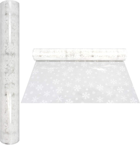 AnapoliZ Christmas Cellophane Wrap Roll | 100’ Ft. Long X 16” in. Wide | 2.3 Mil Thick Crystal Clear with Snowflakes| Gifts, Baskets, Treats, Cell...