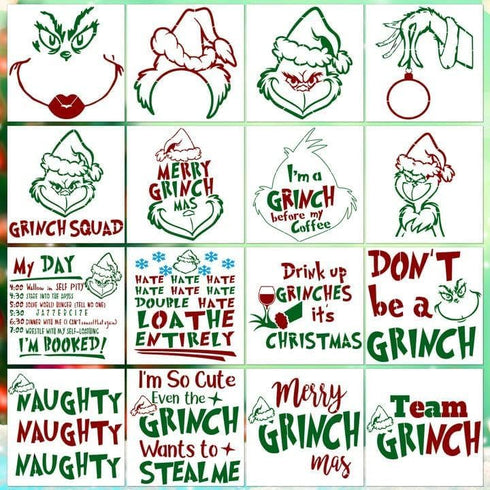 16 Pcs Christmas Stencils Reusable Christmas Stencil Templates Christmas Holiday Wood, Wall, Fabric,Chalkboard, Sign, DIY Art Projects Decoration...