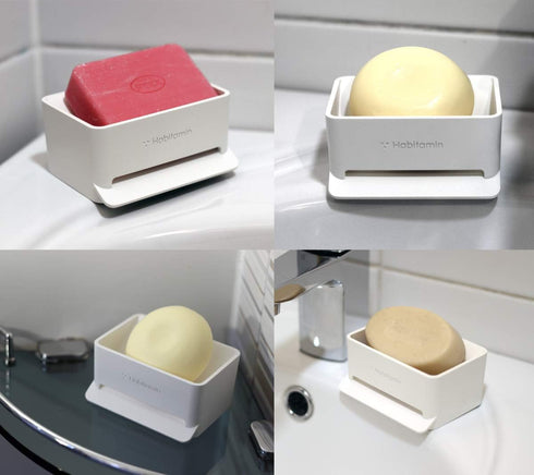 Soap Mate Slanted soap Dish with self-draining & Drying Fast Natural soap Saver for Bathroom, Shower tub & Kitchen Sink Household (Cool White)...
