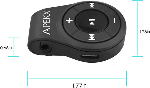 APEKX Clip Bluetooth Audio Adapter for Headphones, Headset, Speaker, Wireless Receiver with MIC for Hands-Released Call and Music...
