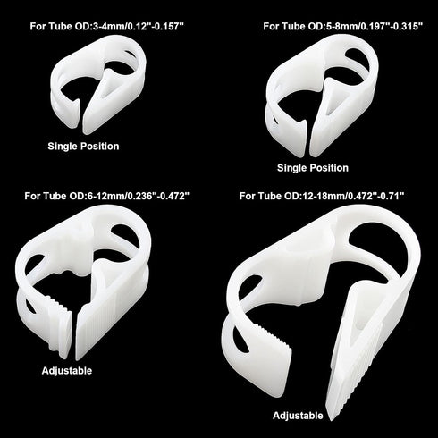 1/4" - 1/2" Plastic Tubing Clamps Adjustable Tube Clamp, Laboratory Pinch Valve Flow Control Hose Clamp - Pack of 5 White...