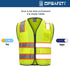 9 Pockets High visibility Class 2 Safety Vest?Hi Vis Vest with 2 inch wide Reflective Strips security vest with Zipper construction work vest for ...