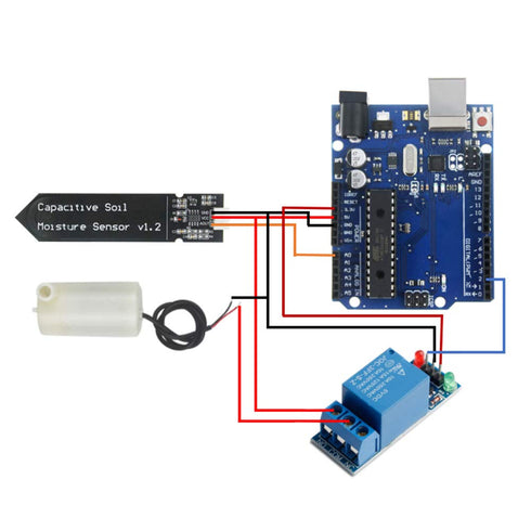 Automatic Irrigation DIY Kit Self Watering System with Capacitive Soil Moisture Sensor 1 Channel 5V Relay Module and Water Pump + 1M Vinyl Tubing ...