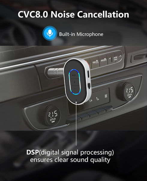 Aux Bluetooth 5.3 Adapter for Car, Bluetooth Car Adapter 3.5mm Aux Input, Aux to Bluetooth with On/Off Switch for Car/Home Stereo/Wired Headphones...
