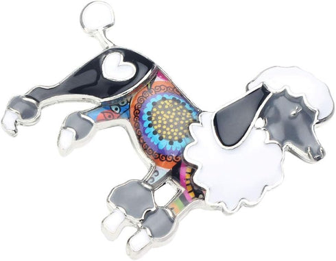 Enamel Floral Poodle Brooch Dog Pins for Backpacks Badges Clothing Bags Women Jewelry Gift...