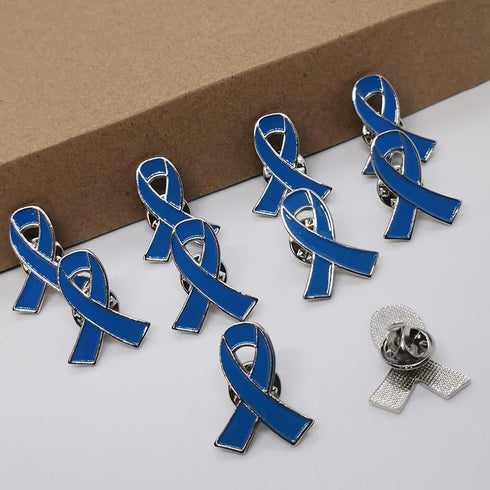 50Pcs Blue Ribbon Pins Blue Awareness Pin Brooch for Prostate Cancer,Colon Cancer,Thyroid Disease,Marine Environmental Protection Awareness...