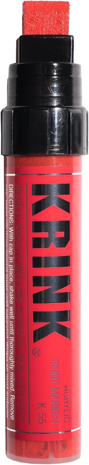 Krink K-55 Red Paint Marker - Vibrant and Opaque Fine Art Acrylic Paint Pens for Smooth Surfaces - Acrylic Paint Markers for Metal Paper and Paint...