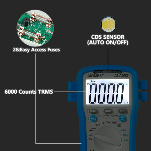 6000 Counts TRMS Digital Multimeter Auto Ranging - Multitester for AC/DC Current Voltage Resistance Capacitance Frequency/Duty,Diode/hFE, NCV, Tem...