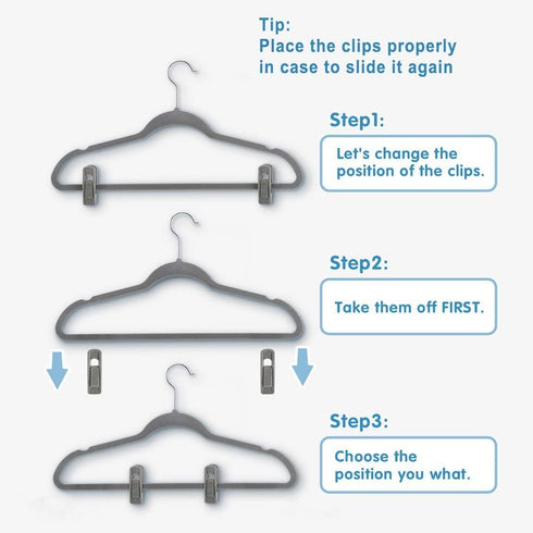 Grey Velvet Clips for Velvet Hangers - 20 PCS Gray Non Slip Velvet Hanger Clip, Pants Hanger Velvet Clips Fit for Slim Velvet Hangers, Clothes-pin...