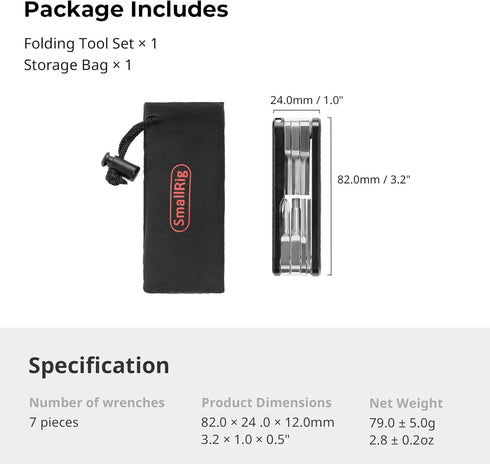 SMALLRIG Folding Tool Set with Screwdrivers and Hex Key Wrenches, Seven Functional Tools Included (Black) - 4681...