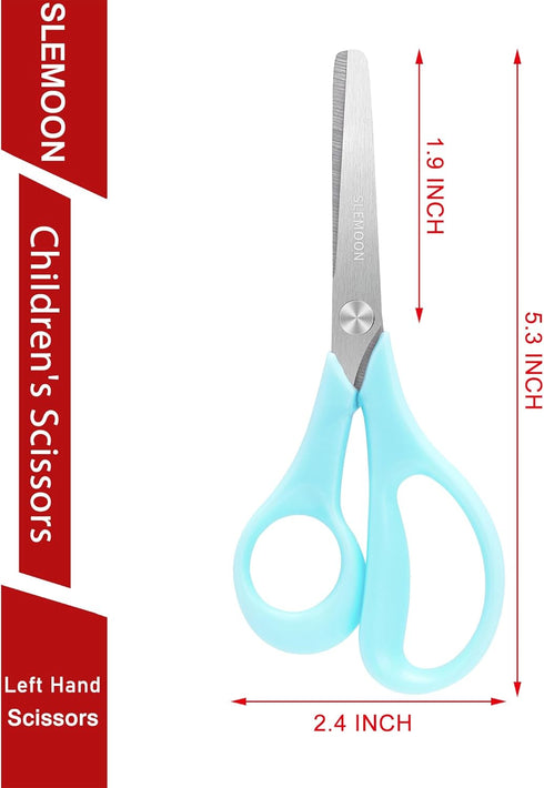 5.5" Left Handed Scissors for Kids Ages 3-5 Preschool Craft Supplies Toddler Safety Scissors,3 Bulk Small Child Scissor All Purpose...