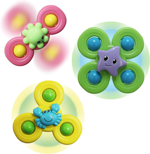 3PCS Suction Cup Spinner Toys for 1 Year Old Baby Boy,Novelty Spinning Tops Bath Toys for Toddlers Kids Age 1-3 Sensory Baby Toys Girl Boy Birthda...