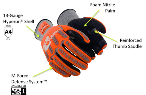 MAGID T-REX Flex Series Lean Ultra-Lightweight Low-Profile Impact Gloves with Foam Nitrile Palm Coating Size 8/M (1 Pair)...