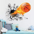 Supzone 3D Basketball Wall Sticker - Self-Adhesive Breakthrough Fireball Decor, Vinyl Removable Flying Basketball Art for Kids Bedroom Playroom Mu...