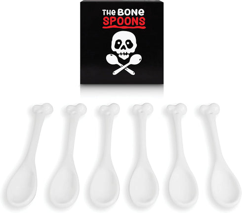 Ceramic Bone Spoons - Set of 6 - Spooky Valentines Day Gifts, Goth Valentines Day Decor - Skull Spoon, Witchy Gifts, Goth Gifts For Women, Spooky ...