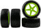 1/10 RC Rubber Tire 4pcs Front & Rear Tires and Wheels with Flange Lock Nuts Washers and Wrench for 1/10 Off Road RC Buggy Redcat Tornado S30 EPX ...