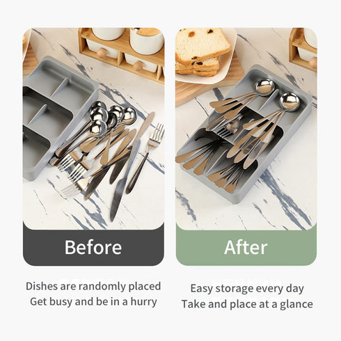 6 Slots Silverware Cutlery Drawer Organizer, Kitchen Drawer Utensil Tray for Flatware, Cutlery, Spoon and Knives Drawer Storage Organization Keep ...