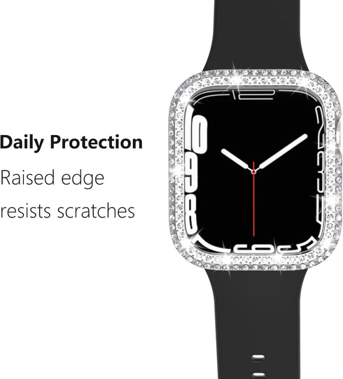 2 Pack Crystal Diamond Bling Cases Compatible with Apple Watch 7 45mm, ANOTCH Anti-Scratch Protective Cover for iwatch Series 7 45 mm Accessories ...