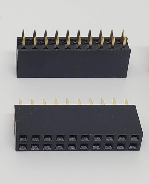 25-Pack 20P 2.54mm 0.1" Pitch PCB Female Pin Headers 2x10 Dual Rows 20 Pins Female Sockets to Male Straight PCB DIP, Double Rows PC Board Through-...