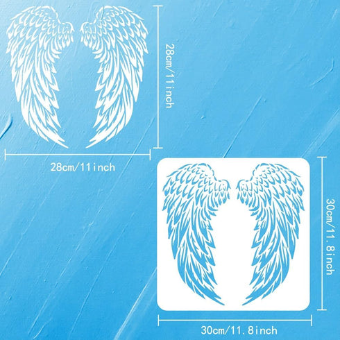 FINGERINSPIRE Angel Wings Painting Stencil 11.8x11.8 inch Reusable Angel Wings Pattern Drawing Template DIY Angel Wings Decoration Stencil for Pai...