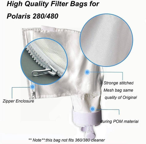 Pool Spa Part Nylon Mesh Pool Cleaner All Purpose Bag Fits Polaris 280, 480 Pool Cleaner Zippered All Purpose K13 K16(2 pack)...