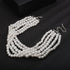 5 Layers Strand Round Imitation Pearl Choker Necklace Vintage Multi Strands Necklace Collar Choker Pearl Statement Bridal Choker Necklace for Wedd...