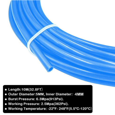 Beduan 5 mm OD Pneumatic Air Line Tubing Nylon Air Hose for Fluid Transfer or Air Brake System 32.8ft (Blue)...