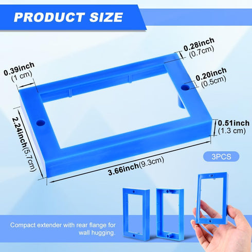 1/2" Receptacle Outlet Box Extender, 3pcs Single Gang Electrical Outlet Extender, Shallow Surface Box Extender, for Electrical Box and Electrical ...