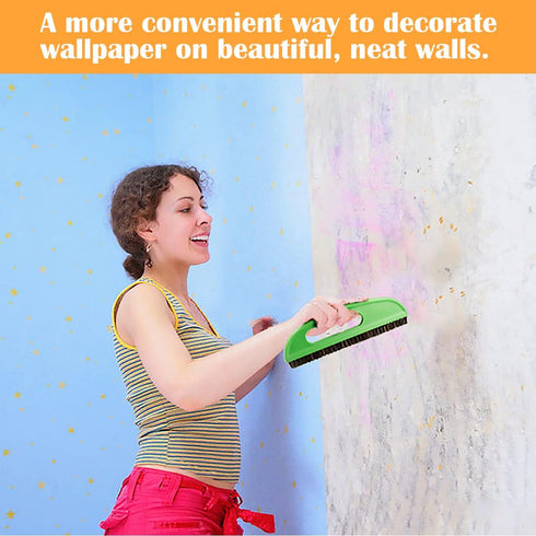 Horse Hair Wallpaper Brush, Two Rows of Short Hair Wallpaper Tools Multipurpose Wallpaper Smoothing Brush Hangable Wallpaper Construction Tools (G...
