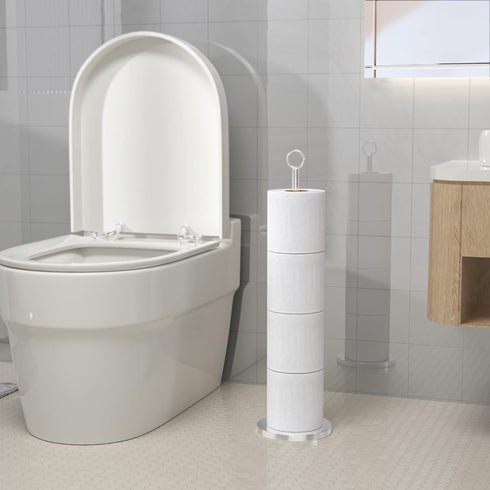 Toilet Paper Holder Stand(with Reserve Function), Free-Standing Stainless Steel Stand for Bathroom & Toilet Spare Rolls Storage...
