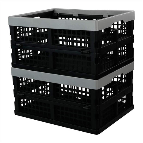 16 L Plastic Folding Storage Crates, Collapsable Plastic Crate, 2 Packs...