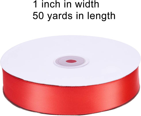 Livder Double Face Satin Ribbon Roll, 1 inch Wide 50 Yard Length for Christmas Decoration, DIY Hair Accessories, Sewing, Gift Wrapping, Invitation...