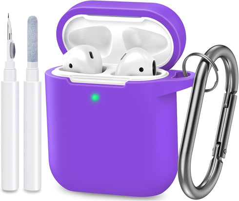 ATUAT Compatible with AirPods Case Cover, Full Protective Silicone Skin Dust-Proof Designed for Apple AirPods 1st 2nd Generation with Keychain, Fr...