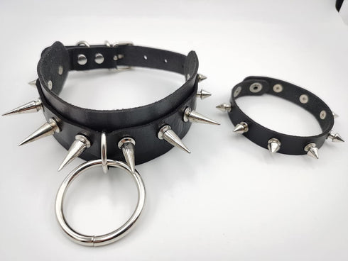 INENIMARTJ Gothic Spike Rivets Choker Necklace and Bracelet Set,Emo Choker Bracelet Set Punk Rock PU Leather Spike Collar Halloween Costume Cospla...