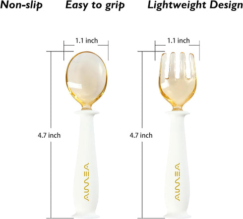 Toddler Forks and Spoons Set with travel case, Kids utensils for self-feeding bendable handle,Safe silicone Children Spoon and Fork,Toddler utensi...
