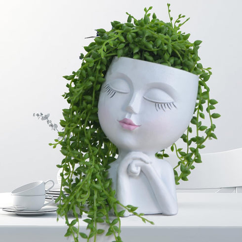Face Planter, Head Planter, Plant Pots Indoor, Plant Pot for Home Decor, Flower Pots with Drainage, Cute Planters for Women, Succulent Pots, Face ...