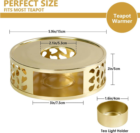 KAYCROWN Teapot Warmer, Stainless Steel Tea Warmer with Candle Holder, Candle Heater for Heating Tea, Coffee and Milk, Universal Teapot Heater...