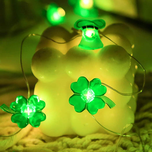 St. Patrick's Day Decorative Lights Green Shamrocks Clover Hat LED String Light 10 Ft 30 Leds Lucky Clovers Lights (Shamrocks Hats)...
