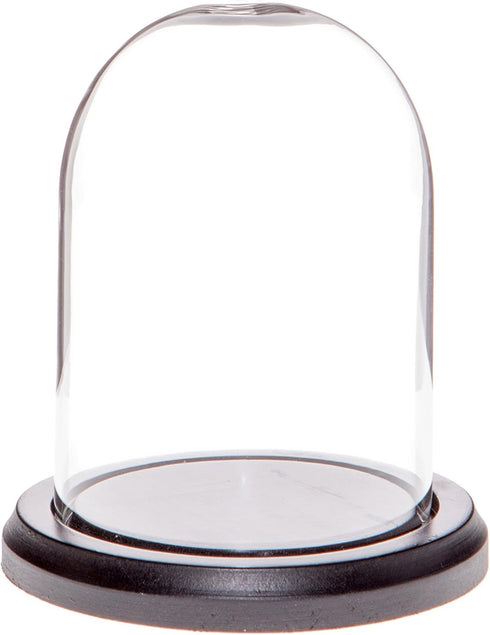 Plymor 3" x 4" Glass Display Dome Cloche (Black MDF Wood Base)...
