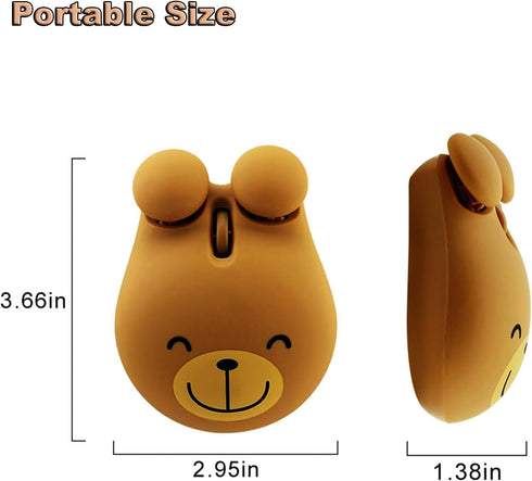 Wireless Mouse 2.4GHz Lovely Cartoon Bear Shape USB Mouse Portable Cordless Mouse with USB Receiver, Kids Small Optical Mouse Computer Mouse for L...