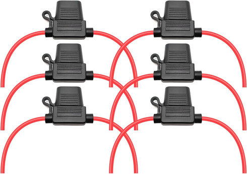 VANTRONIK Waterproof Inline Fuse Holder 6 Pack for Standard ATO ATC Medium Blade Car Fuse, 14 Gauge AWG Wire,10 Inches Long...