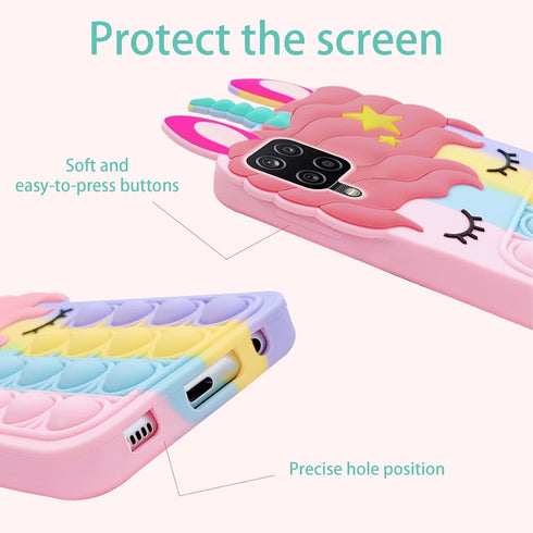 for Samsung Galaxy A12 5G Phone Case, for Samsung A42 5G Case with Strap Lanyard Push Pop Bubble 3D Cartoon Toys Funny Kawaii Cute Silicone Shockp...