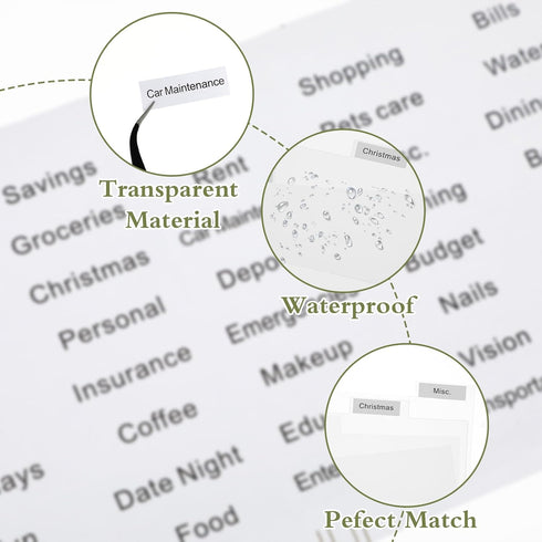 Cash Envelope Wallet Black PU leather budget cash envelopes divider wallet label sticker budget envelopes set suitable for budget planners and cas...